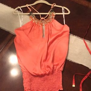 Coral beaded sexy top small